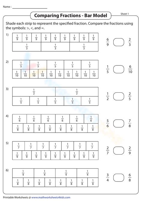 comparing fractions worksheet.